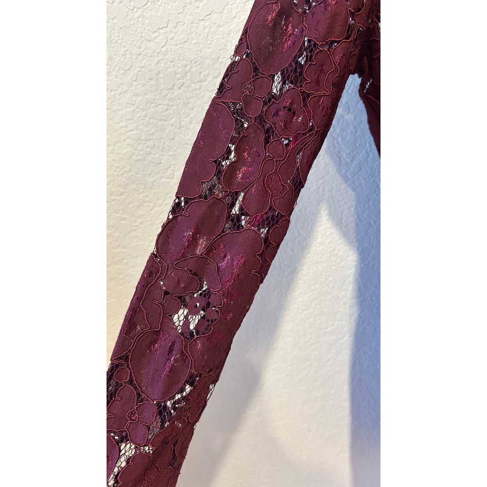 Betsey Johnson Lace Sheath Dress 14 Burgundy Floral Whimsigoth Vamp Homecoming - Picture 2 of 11